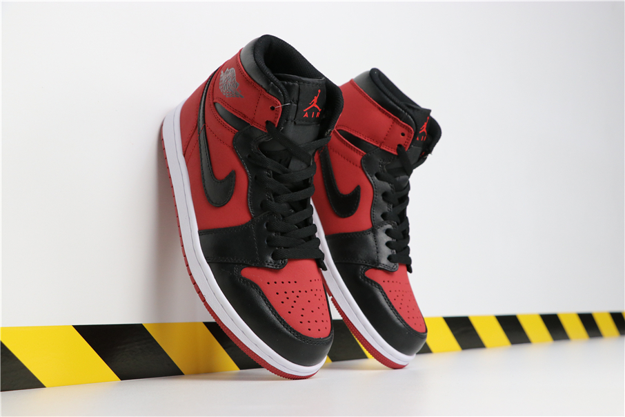 Air Jordan 1 MID Bred Red Black Shoes - Click Image to Close